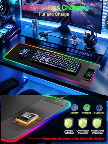 Wireless Charging Mouse Pad Gaming, 31.5"x11.8" Large Desk Mat, Waterproof - Image 4