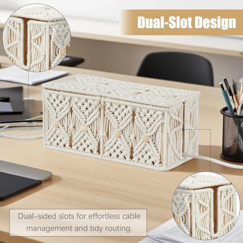 Cable Management Box Handmade Macrame Cord Storage Organizer - Image 2