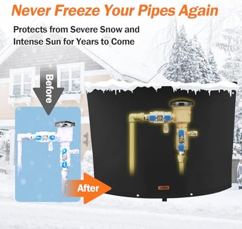 TOHONFOO Backflow Preventer Cover, Pipe Freeze Insulation, 38"Wx24"H, Black - Image 3