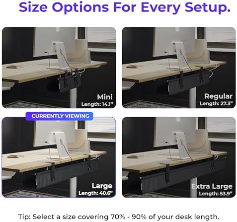 Ascrono Original Under Desk Cable Management Tray, Black, 40.6" - Image 4