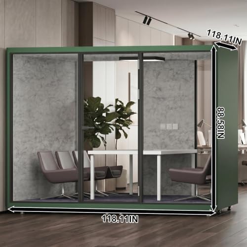Soundproof Office Pod with 6 Person Enclosed Structure (Green) - Image 2