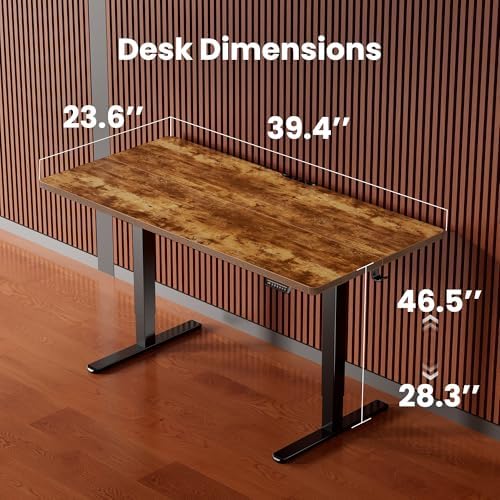ErGear Height Adjustable Electric Standing Desk, 40 x 24 Inches Sit Stand up Desk, Memory Computer Home Office Desk, Vintage Brown - Image 3