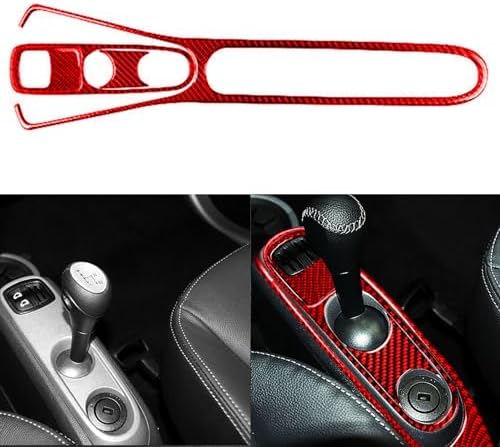 Car Center Console Shifter Transmission Panel Sticker Set Real 3K Red Carbon Fiber Decoration Interior Accessories Trim Compatible with Benz Smart Fortwo 2011 2012 2013 2014 2015-Type C - Image 2