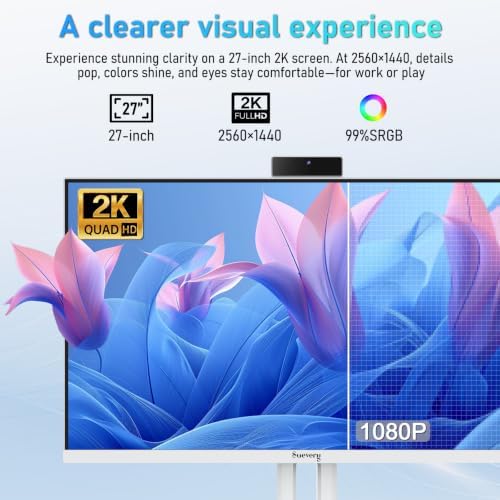 suevery 27" All-in-One Core i7 16GB DDR4 RAM Desktop Computer White - Image 3