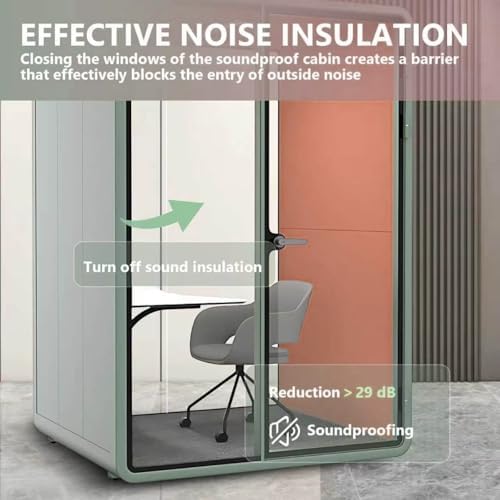 Office Sound Booth with Audio Privacy - Indoor Privacy Sound Isolation Booth with Magnetic Lock Sliding Glass Door,Lighting,Socket, Modern Soundproof Room for Meeting (62.99IN) - Image 3