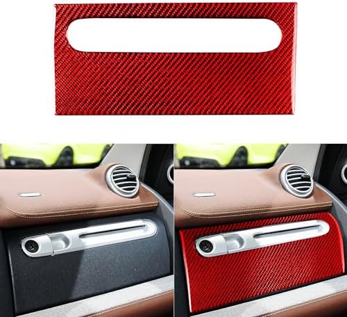 Car Co-pilot Glove Storage Box Dashboard Panel Anti-Scratch Cover Sticker Real 3K Red Carbon Fiber Decoration Interior Accessories Trim Compatible with Benz Smart Fortwo 2011 2012 2013 2014 2015 - Image 2