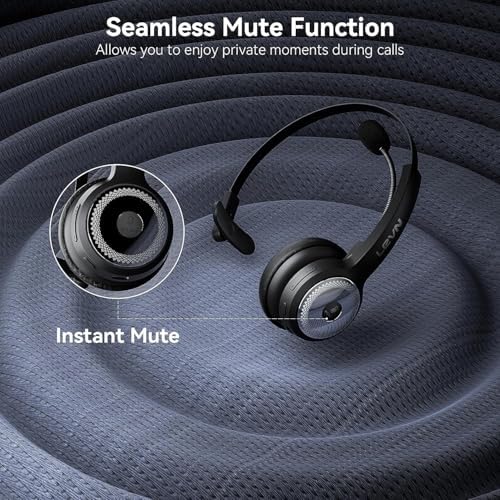 LEVN Bluetooth 5.0 Headset, Wireless Headset with Microphone (AI Noise Cancelling), 35Hrs Bluetooth Headphones with USB Dongle for PC, Suitable for Remote Work/Call Center/Zoom/Online Class, Black - Image 4