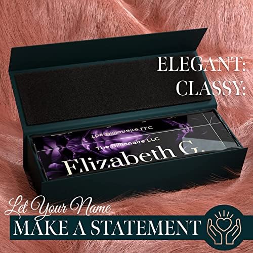 Desk Name Plate Personalized, Custom Name Plates 2½/x8 Inches, Thick Crystal-Clear Acrylic, Gift Box, Office Desk Decor. USA Made by ACRYLUXE (Blossom) - Image 2