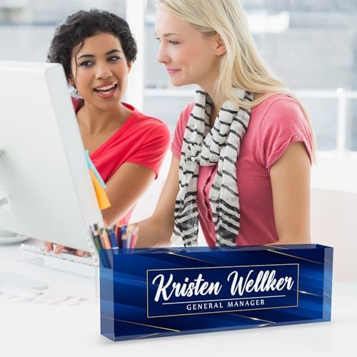 Desk Name Plate Personalized Name Plate for Desk, Office Desk Decor, 3D Style Personalized Plaque Name Plates for Desks Custom Appreciation Gifts for Boss Lady Employee Coworkers (Deep Blue) - Image 5