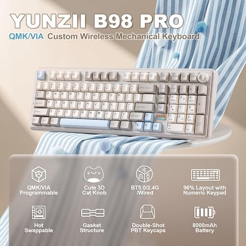 YUNZII B98 PRO 96% Wireless Mechanical Keyboard(Beige, Candy Switch) - Image 2