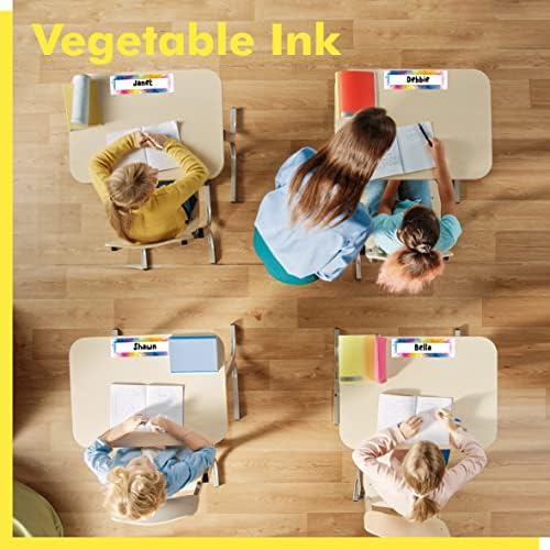 40PCS Desk Nameplates, Double Sided PET Film Desk Name Tags Student Name Labels Erasable & Reusable Traditional Manuscript Name Plates for School Classroom Organization (10” x 2.8”, Watercolor) - Image 6