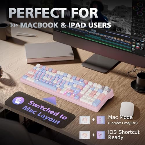 Compute Keyboard, Wireless Gaming Mechanical Creamy Keyboard Pink - Image 5