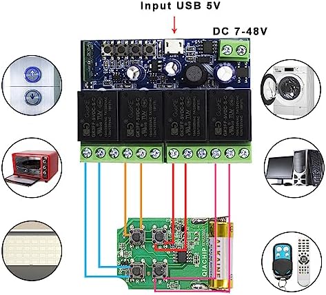 Ewelink WiFi Wireless Smart Relay Module USB 5v 4 Channel Inching Self-Lock Latched Dry Contact Remote Switch for Access Control, Garage Door,Home Automation, Compatible with Alexa Google Home - Image 6