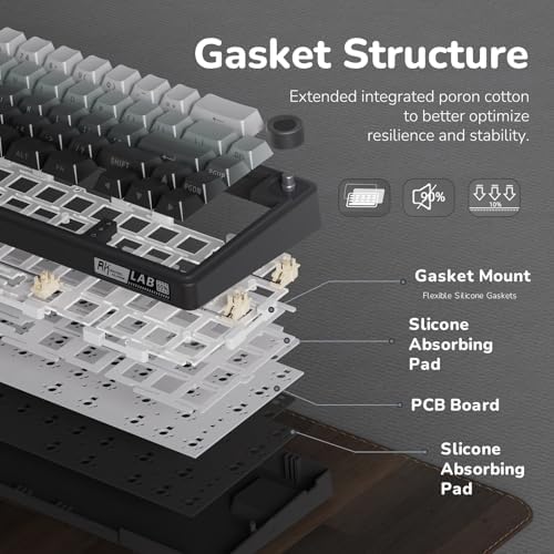 RK ROYAL KLUDGE R65 Wired Gaming Keyboard with Volume Knob, 60% Percent RGB Backlit Mechanical Keyboard, Side Printed PBT Keycaps, QMK/VIA, 66 Keys Hot Swappable Beige Switch, Gradient Black - Image 6