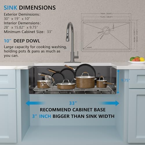 30"x19" Gunmetal Black Undermount Kitchen Sink Ledge Workstation - Image 5