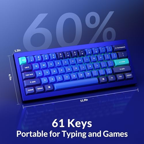 Keychron Q4 Wired Custom Mechanical Keyboard, 60% Layout QMK/VIA Programmable Macro with Hot-swappable Gateron G Pro Brown Switch Double Gasket Compatible with Mac Windows Linux(Navy Blue) - Image 7