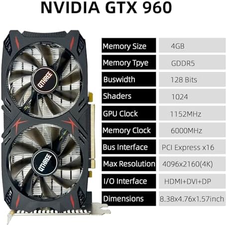 QTHREE Geforce GTX 960 4GB Graphics Card,GDDR5 128-bit,DP,HDMI,DVI-D,4K - Image 2