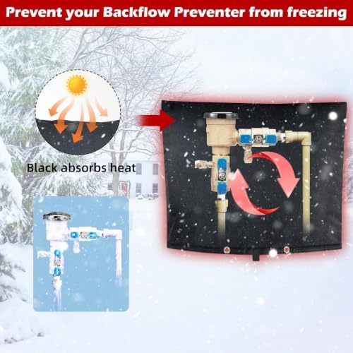 Backflow Preventer Cover, Pipe Freeze Insulation, 30" Wx24 H, Black - Image 3
