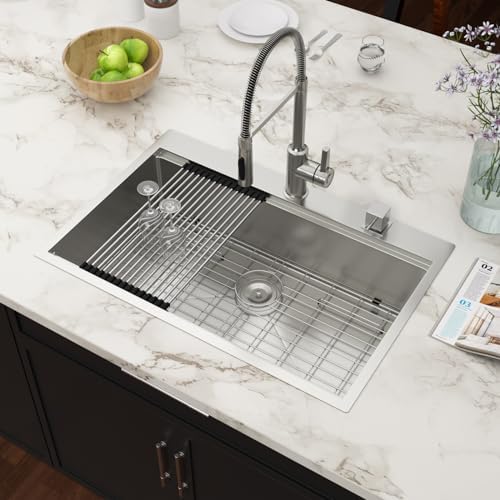 33x22 Drop In Workstation Kitchen Sink with Accessories - Image 2