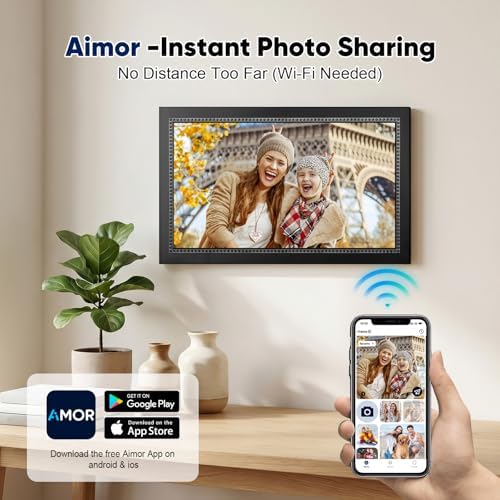 Digital Picture Frame 15.6 Inch Digital Photo Frame with 64GB Storage, 1920 * 1080 IPS FHD Touchscreen, WiFi Smart Frame Share Photos and Videos Instantly from Anywhere via AiMOR App - Image 2