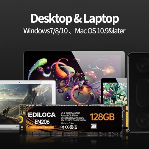 Ediloca EN206 128GB 3D NAND TLC M.2 SSD, M.2 2280 SATA III 6Gb/s SSD Internal Hard Drive, Read/Write Speed up to 550/460 MB/s, Compatible with Ultrabooks, Tablet Computers and Mini PCs - Image 4