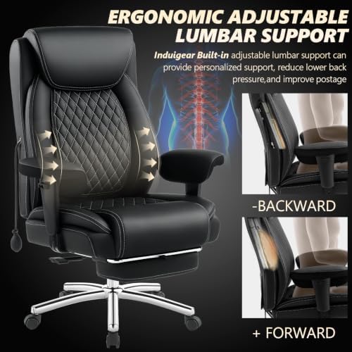 600LBS Big and Tall Office Chair,Reclining Heavy Duty Executive Desk Chair - Image 6