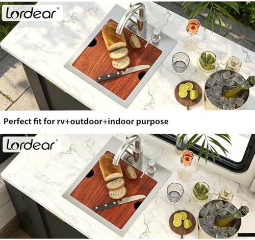 Bar Sink - Lordear 13"x15" Drop In Bar Sink with Faucet T304 16 Gauge Stainless Steel Workstation Small Wet Bar Prep Island Handmade Kitchen Sinks, 13x15x9 Inch - Image 4
