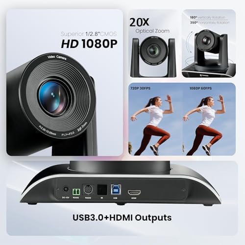 20x Zoom Conference Room Camera System TONGVEO All-in-1 Video and Audio Conferencing System 20X Optical Zoom USB3.0 HDMI PTZ Camera and Conference speaker with microphone Bundle for large Meeting Room - Image 6