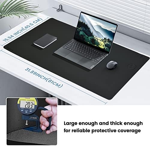 Desk Mat Wireless Charging Mouse Pad Large 32x16 Journey Desk Pad Mat with Wireless Charger Waterproof Black Leather Computer Mat with Phone Charger Mousepad Non-Slip for Keyboard and Mouse - Image 6