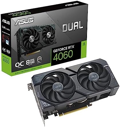 ASUS Dual GeForce RTX 4060 OC Edition 8GB GDDR6 (PCIe 4.0, 8GB GDDR6, DLSS 3, HDMI 2.1a, DisplayPort 1.4a, 2.5-Slot Design, Axial-tech Fan Design, 0dB Technology), 3 Year Warranty by Unknown