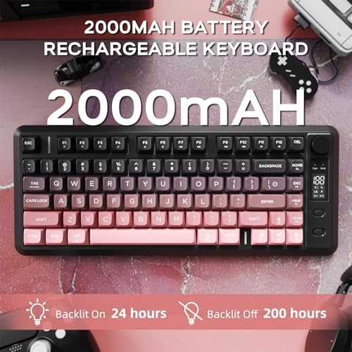 Free wolf M75 TKL Wireless Gaming Keyboard Mechanical Feel - BlackBerry - Image 5