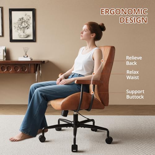 Ergonomic Home Office Chair Leather Desk Chairs with Adjustable Height - Image 4