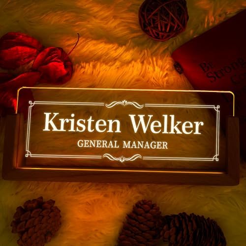 Custom Light Up Name Plate for Desk, Desk Name Plate Personalized with Logo, Employee Appreciation Gift, Personalized Office Gifts for Boss Coworkers Teacher, Office Decor for Women Men (Border style) - Image 4