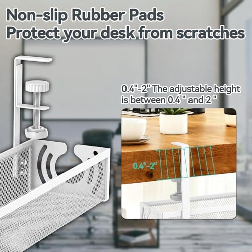 Cable Management, 15'' Under Desk Cable Management Tray No Drill - Image 3