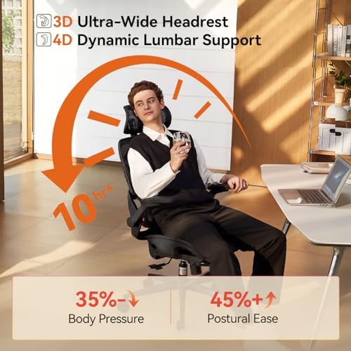 SIHOO B100 PRO Ergonomic Office Chair with Footrest, 4D Flip-Up Armrests - Image 3