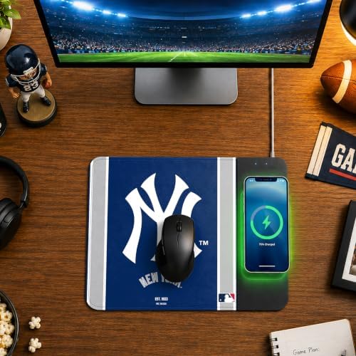 SOAR MLB Official Established Primary Logo Wordmark Home Office Wireless Charging Mouse Pad Mat 11.8" x 8.6" (New York Yankees) - Image 3