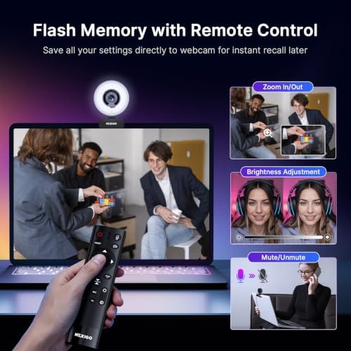 NexiGo N960E Plus 4K Webcam with Ring Light & RF Remote, ToF Autofocus, OSD Menu, 1080p 60FPS, 4X Digital Zoom, Noise-Canceling Mics, Privacy Cover, USB Web Camera for Streaming, Video Calls& Meetings - Image 5