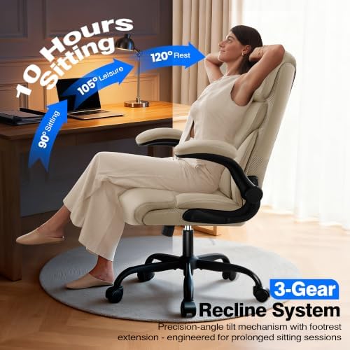 AreShark Office Chair - Executive High Back Breathable Comfy Desk Chair with Lumbar Support - Ergonomic Leather Rolling Swivel Computer Chair with Rock Function for Working Studying Gaming Relaxing - Image 5