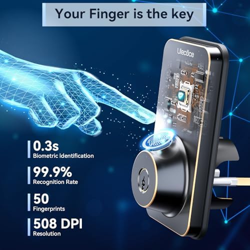 Ulecoce U68 Fingerprint Keypad Deadbolt with Knob Set, Oil Rubbed Bronze - Image 4