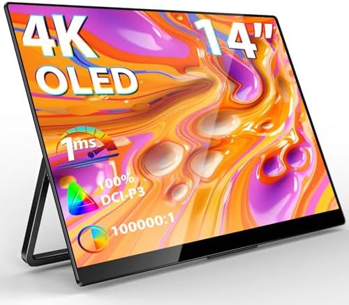 InnoView 14 Inch OLED Portable Monitor 4k UHD 3840x2400 Portable Monitor 100% DCI-P3 | 100000:1Contrast | Built-in Speakers, Travel Monitors for Laptop PC MAC Phone PS4 Xbox Switch by InnoView