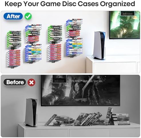 Video Game Storage Wall Mount for Switch/PS5/PS4/Switch2/XBX Game Case Holder, Gaming Shelf Mount Gamecase Organizer Up to 72PCS, Wall-Mounted Gaming Display Stand Tower for Gift, 8 Pack, Black - Image 4