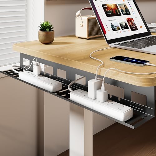 PEGZONE Under Desk Cable Management Tray, 31.5'' Screw-Mount Steel Rack - Image 4
