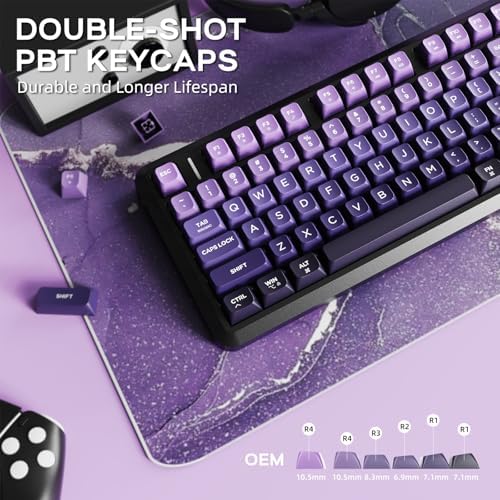Free wolf M75 Wireless Gaming Keyboard Mechanical Feel Membrane - Purple - Image 7