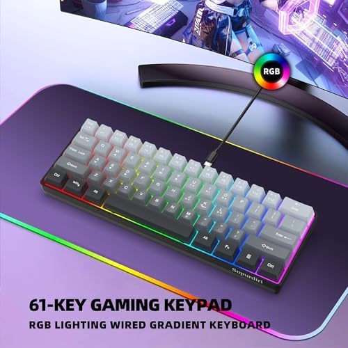 Snpurdiri 60% Wired Gaming Keyboard, 61 Keys RGB (Grey-Black) - Image 6