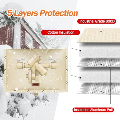 Backflow Preventer Insulation Cover for Vacuum Breaker, 21"W x 16"H, Beige - Image 3