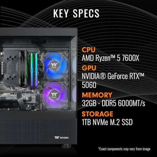 Thermaltake LCGS View 7660-170 Gaming Desktop (AMD Ryzen™ 5 7600X, ToughRam 32GB DDR5 6000MT/s RGB Memory, NVIDIA GeForce® RTX 5060, 1TB NVMe M.2, WiFi, Windows 11) V17B-B650-560-LCS - Image 2