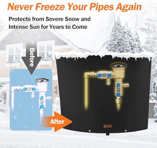 TOHONFOO Backflow Preventer Cover, Pipe Freeze Insulation, 34"Wx24"H, Black - Image 3