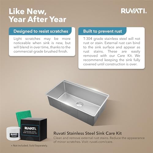 Ruvati 33in Stainless Steel RoundCorner Undermount Workstation Sink-RVH8303 - Image 7