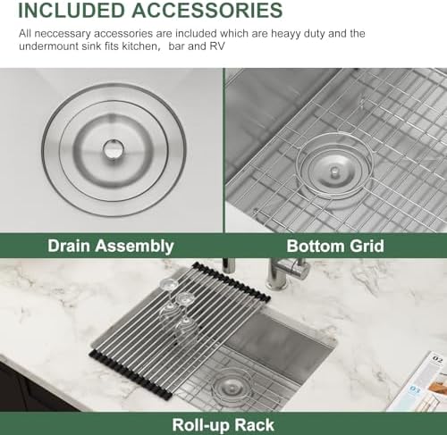 23 Inch Undermount Stainless Steel Bar Sink - Image 6