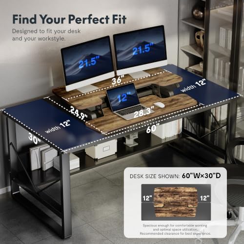 FLEXISPOT Standing Desk Converter 36" Desk Riser for Dual Monitor, Sit Stand Computer Workstation with Spacious Keyboard Tray, Ergonomic Height Adjustable Stand Up Desk Riser, Rustic Brown - Image 7